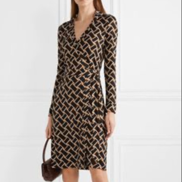 Diane Von Furstenberg Geo Print Jeanne Wrap Dress - Picture 1 of 12